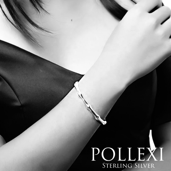 925 STERLING SILVER Plated Bangle BAMBOO Cuff Brac - Picture 5 of 12